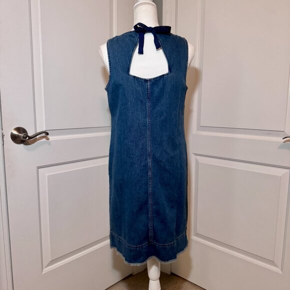 J. Jill 100% cotton, Sleeveless Denim Midi Dress, Size Small, Tie Back - Picture 5 of 12